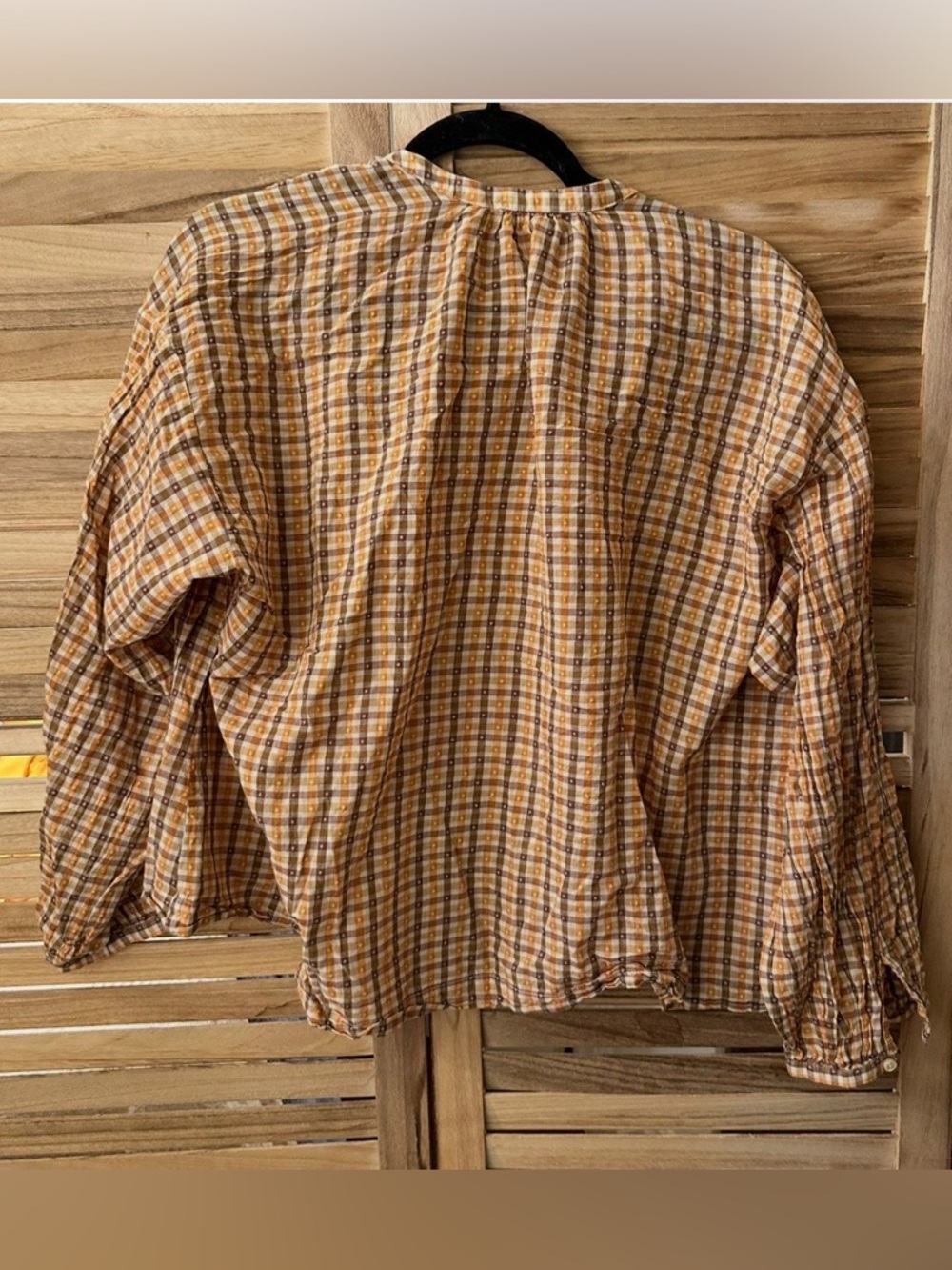 DOEN Scarlet Blouse Orange Meringue Plaid Top size XS - Picture 3 of 4